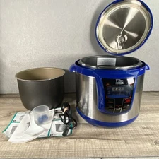 Elite Platinum Maxi-Matic 8Qt Large Pressure Cooker Blue/Stainless Steel TESTED
