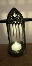 Black Gothic Arch Tealight Holder | Church Window Decor Ornament