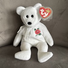 Ty Beanie Baby - ROSE Bear - 2002 retired with Tag Protector 