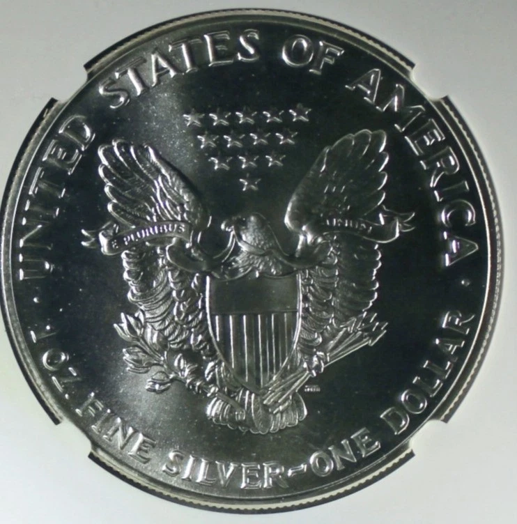 American Silver Eagle 1990 - error de acuñación anverso golpeado - NGC MS-69 Foto 4 de 4