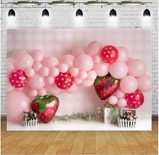 Strawberry Girl Birthday Photography Backgrounds Our Berry Sweet in Turning O...