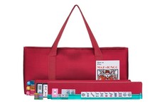 American Mahjong Set - Red Burgundy Soft Bag - 166 White Engraved Tiles, 4 All-i