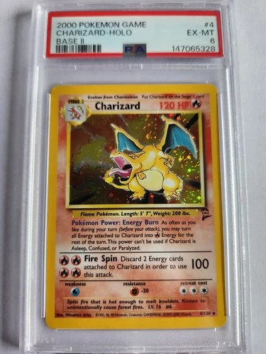 2000 POKEMON BASE SET 2 #4 CHARIZARD-HOLO PSA 6
