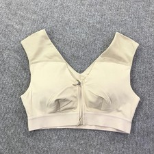 Tommie Copper Sports Bra Womens Medium Beige Zip Front Compression Copper Znergy