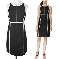 Michael Kors Black White Sleeveless Sheath Dress Size 8