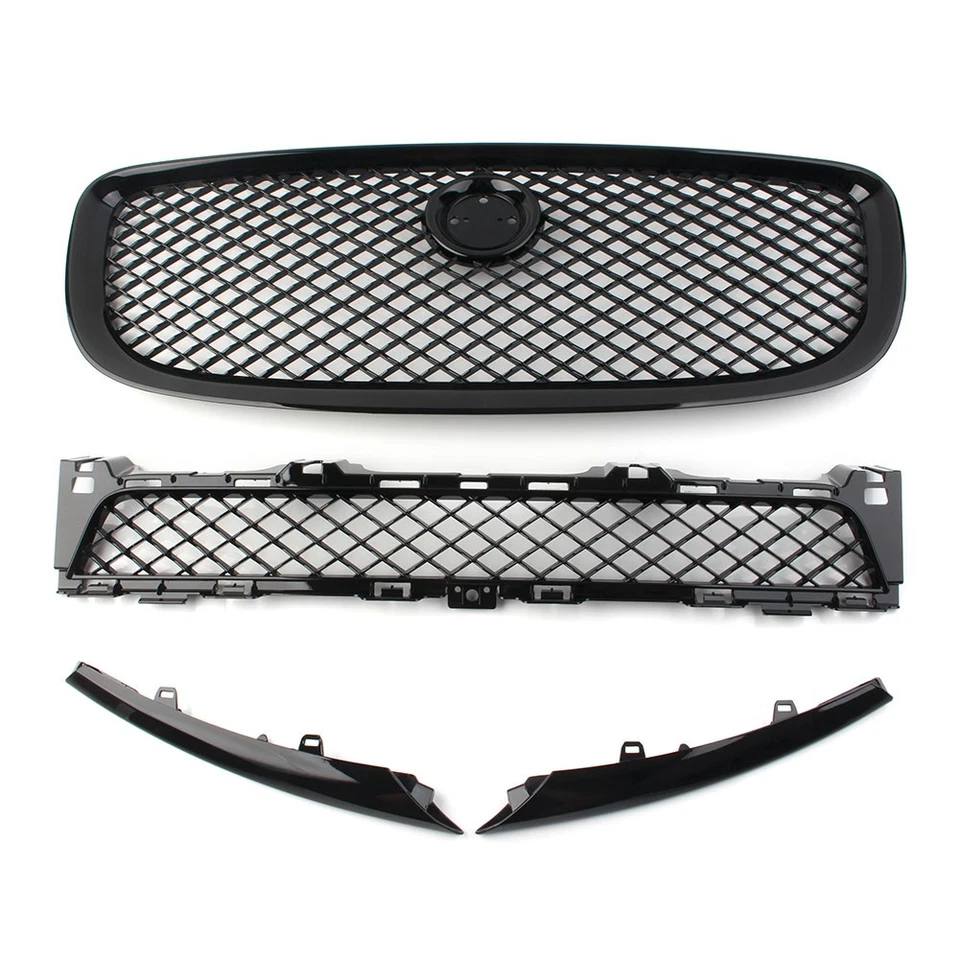 4Pcs Black Front Grille Upper and Lower Mesh Grill For Jaguar XJ 2010-2015 2014 - Изображение 4 из 4