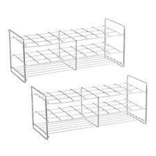 2Pcs 24 Holes 27mm Square Hole 304 Stainless Steel Test Tube Rack, Silver