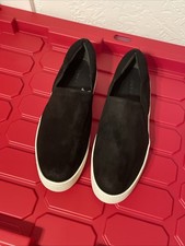 Vince Warren Slip On Platform Sneakers Womens 9 Black Suede Shoes Rubber Soles