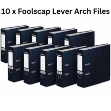 10 x Foolscap A4 Black Lever Arch Files, Folders - For Office, Home, School File