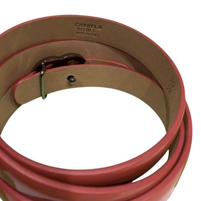 Chanel CC Patent Leather Belt Coral Size 70 B12C Gunmetal Buckle Never Worn Chanel CC Patent Leather Belt Coral Size 70 B12C Gunmetal  main image 4