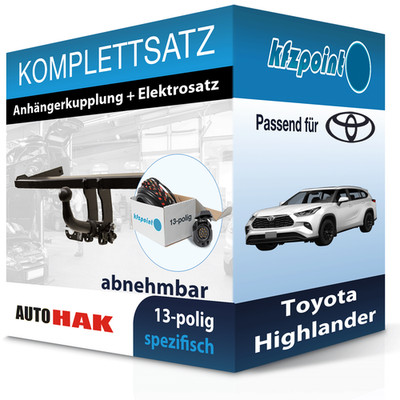 AUTO HAK Anhängekupplung abnehmbar und E-Satz für Toyota Highlander 19- neu