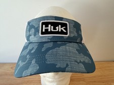HUK Running Lakes Visor Mens Blue/White Strap...