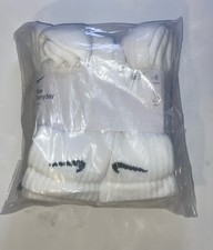 AUTHENTIC Nike Kid's Youth Everyday Crew Socks 6-PAIRS WHITE Size 5Y-7Y
