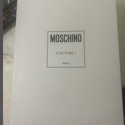 MOSCHINO Women's Silver Leather Slip-On Loafer Flats Logo EU 37 US 7