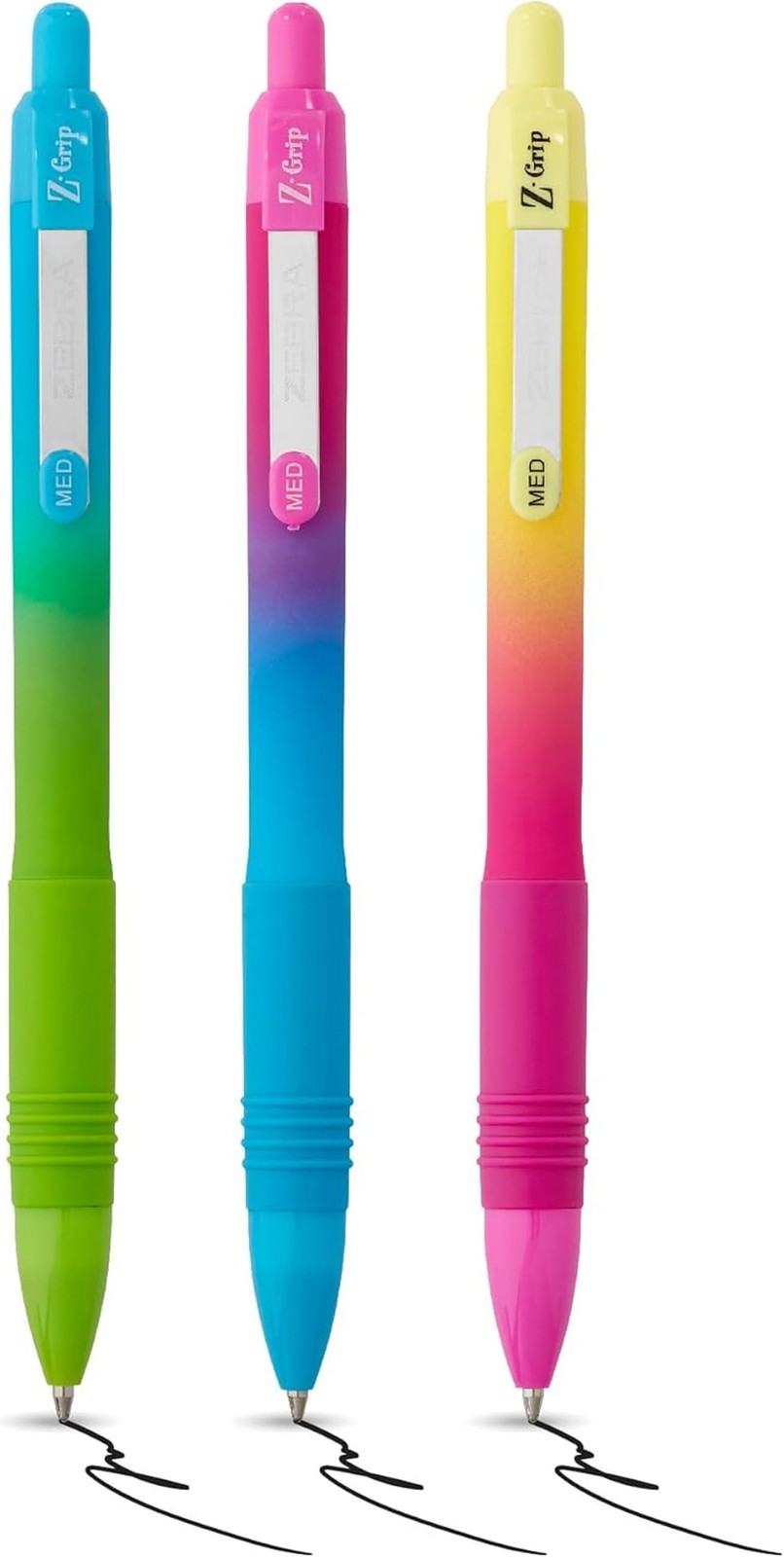Zebra Pen Z-GRIP Soft Touch Black Ink 1 count (Pack of 3), Multicolor
