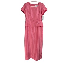 Jessica Howard Faux Two Piece Dress Women 8 Coral Pink Embroidered Beaded Midi