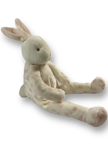 Bunnies By The Bay White Bunny Rabbit Pink Polka Dots Plush 16” SOFT - Picture 7 of 13