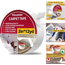 Double Sided Carpet Tape Heavy Duty Rug Gripper Residue Free for Hardwood Floors
