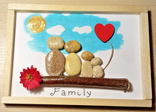 Quadro in legno e sassi  - Amore regalo San Valentino