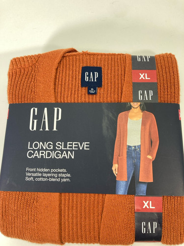 Gap Long Sleeve Open Front Cardigan Sweater Women Size XL Rust Pockets NWT - Picture 1 of 9