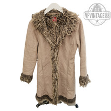 Vintage Women&rsquo;s Afghan Beige Shearling Style Hippie Bohemian Long Coat