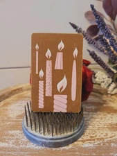 Vintage Art Deco Birthday Candles Playing Card,  Midcentury Swap Card Trade Card