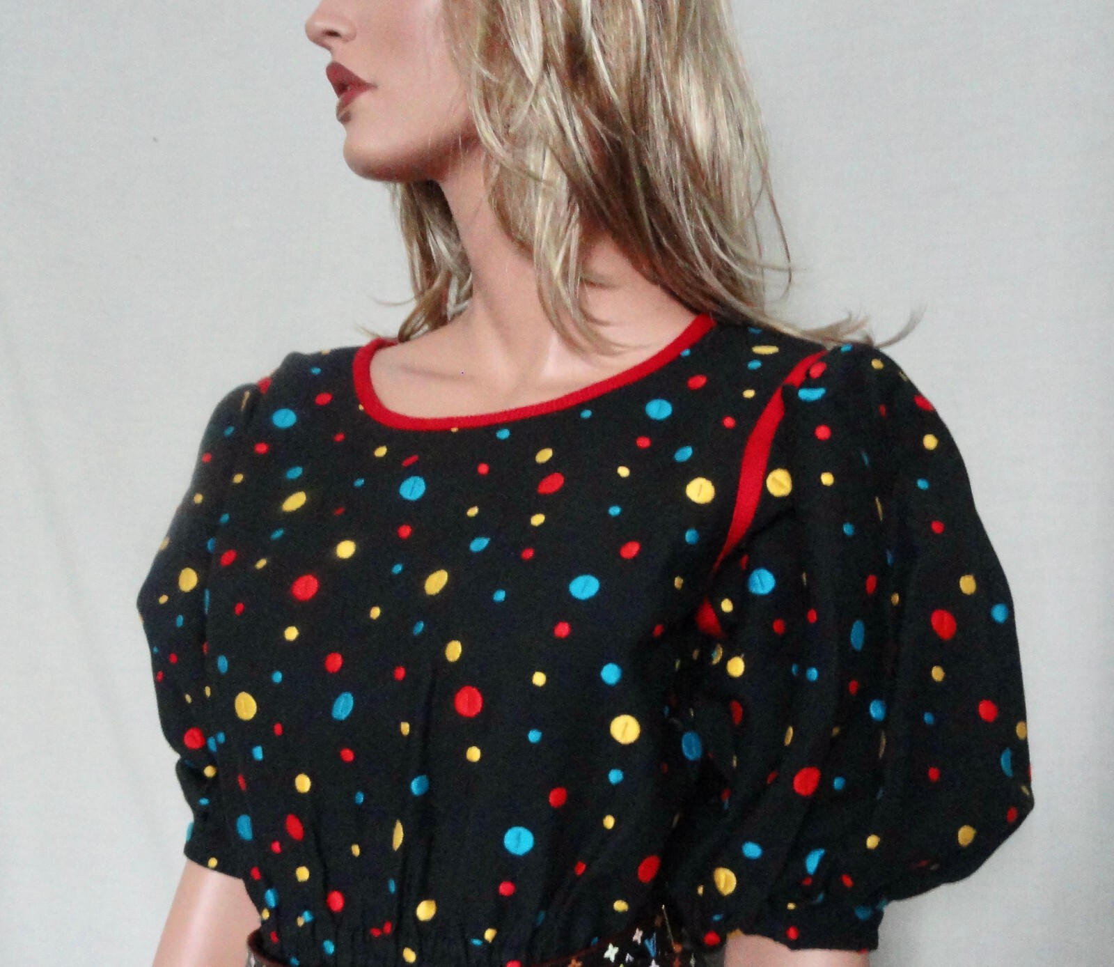 Abito Saint Laurent Rive Gauche nero vintage anni 70 80 a pois taglia 38