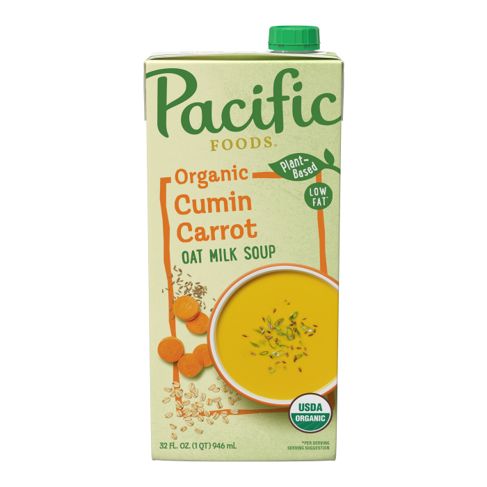 Pacific Foods Organic CUMIN CARROT OAT MILK Soup Plant Based Vegan