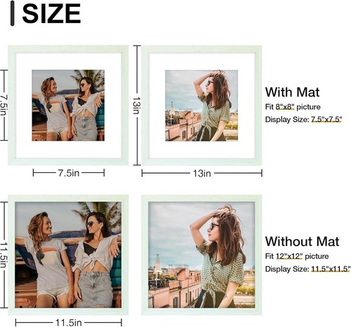 Stylish Set of 9 12x12 Wall-Mounted Picture Frames with Plexiglass Protection - Picture 6 of 10