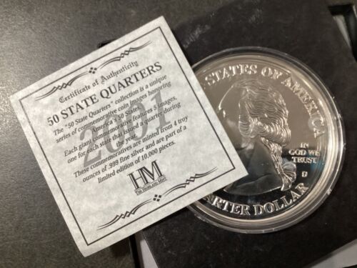 2001 Hamilton Mint Giant Commemorative 50 State Quarters 4 Oz .999 Fine Proof - Picture 3 of 8
