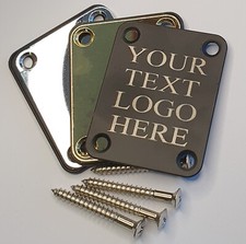 Personalised Guitar Neck Plate Engraved  Gold Black Silver Strat Tele Jazz Bass