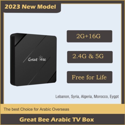 Great Bee Arabic TV Box 2024 2G+16G 4K Lebenslang Kostenlos 5G Smart TV Box