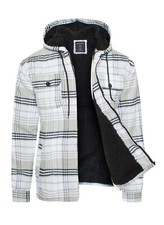 Men's Flannel Jacket Long Sleeve Fleece Sherpa Lined Winter Warm Grey 37
