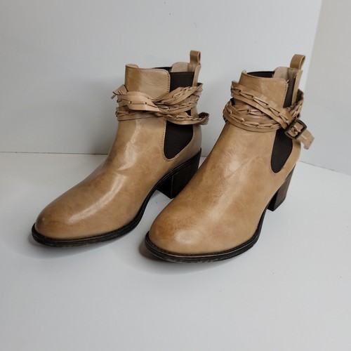 Vintage 93 Womens Bianca Ankle Boots Booties Tan Buckle Side Lace Up Size 10 w - Picture 2 of 10
