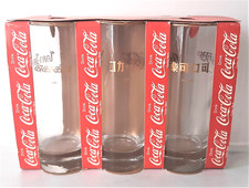 COCA COLA GLASS THE NETHERLANDS 6 LANGUAGES GLASS SET CHINESE/HINDI/HEBREW/THAI