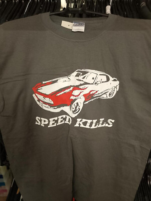 ELEKTRISCHES AMPHETAMIN MARKE SPEED KILLS ANTHRAZIT T-SHIRT GRÖSSE LARGE ROCK METAL