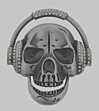 Skull Belt Buckles Vintage Accessories Gray Metal Skeleton Music Headphone Candy