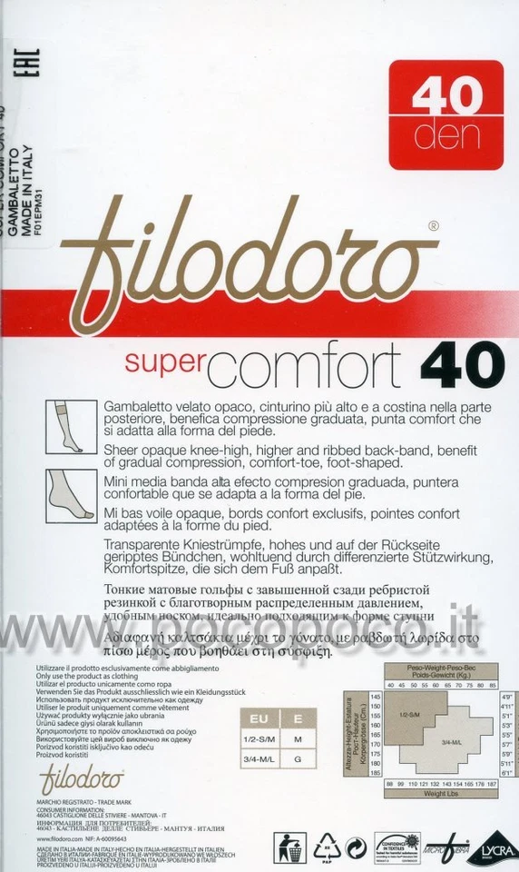6 Gambaletti 40 den riposante donna Filodoro super comfort compressione graduata - Imagem 2 de 3