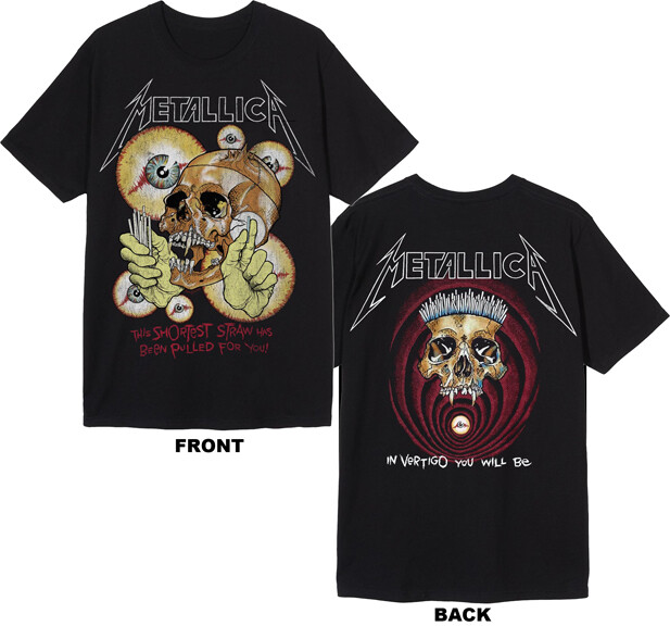 Metallica Vintage Shortest Straw M, L, XL, 2XL, 3XL Black T-Shirt 