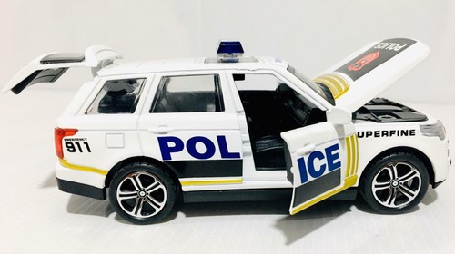 Toy Range Rover Police Vehicle Metal Body All Doors Open Emergency Sound & Light - Picture 3 of 5