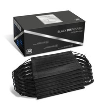 50PCS Black Face Mask Mouth Nose Protector Respirator Disposable Masks