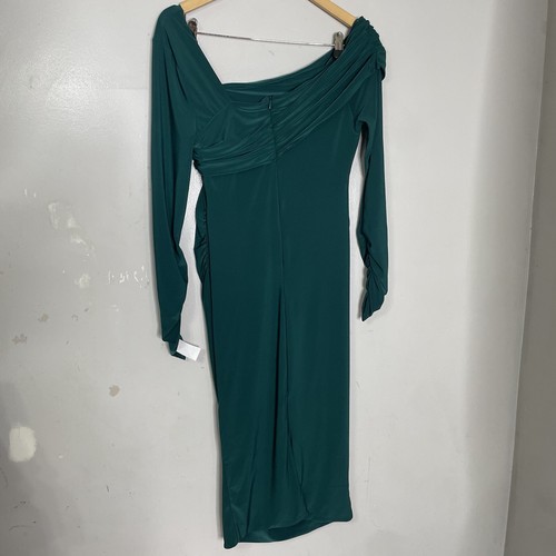 Club London Heartbeat Green One Shoulder Long Sleeved Maternity MIDI Dress 8 - Picture 4 of 7