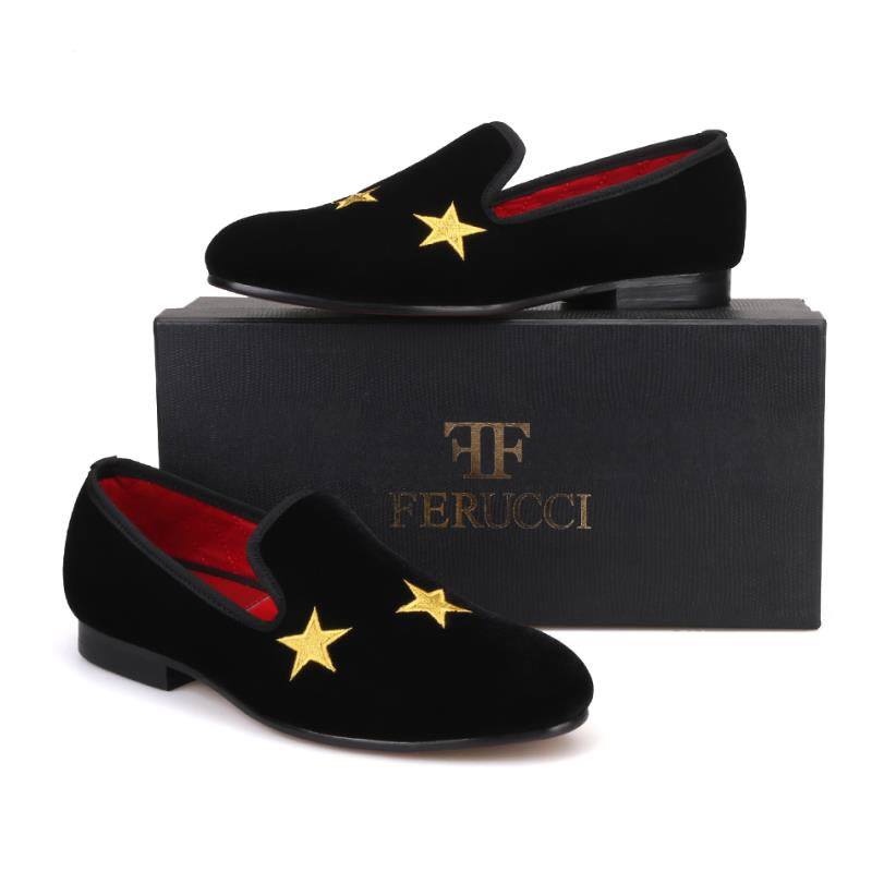 Loafers With  Embroidered Gold Stars