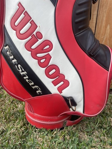 Wilson Staff Fat Shaft Leather Vtg 6 Way Pro Staff Cart Golf Bag⭐️W/ Cover⭐️NICE - Picture 10 of 21