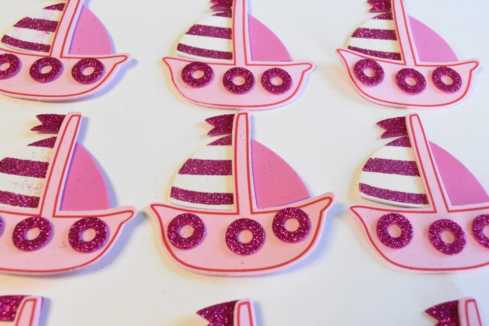 10 FAVORES BABY SHOWER ROSA ESPUMA RECUERDOS NÁUTICO CUMPLEAÑOS NIÑA FIESTA VELERO Foto 3 de 4