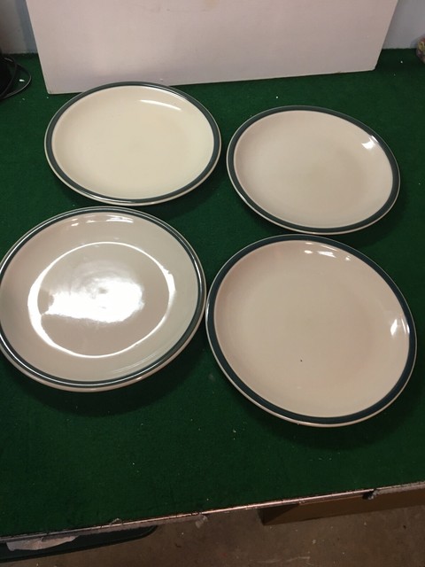 4 - Tienshan Kitchen Basics GREEN/BLUE Band 10" Dinner Plates | eBay