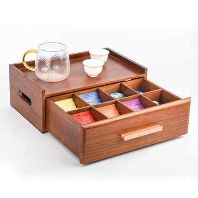 Pine Wooden Tea Bag Organizer, Tea Box Organizer Storage Box, Coffee and Tea ...