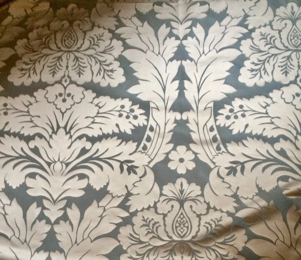 DESIGNERS GUILD/LORCA Large Scale Silk Damask steel blue silvery taupe  2+ yds  - Image 4 of 4