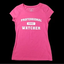 Wound Up ワンドアップホットピンクビンジウォッチグラフィックプリントTシャツ女性サイズ 中くらい 7/8