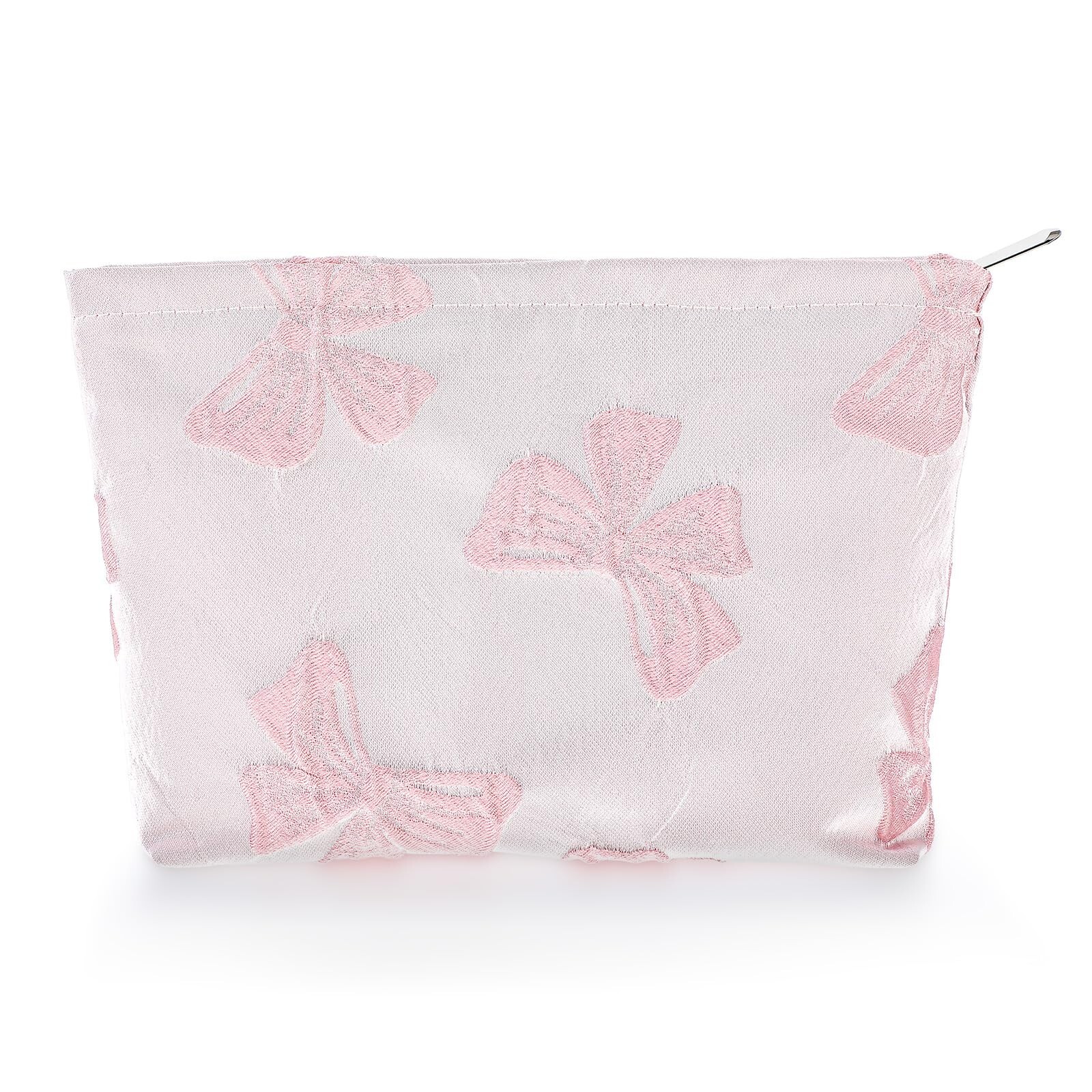 10.2x8.3 Inch Pink Bow Pattern Zippered Cosmetic Makeup Bag